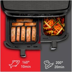 Tefal EY942H Dual Easy Fry XXL Φριτέζα Αέρος με Διπλό Αποσπώμενο Κάδο 11lt Γκρι